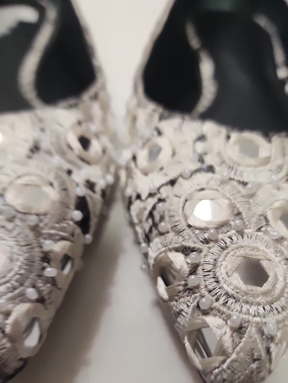 Tory Burch Silver Embellished Pointed Toe Flats